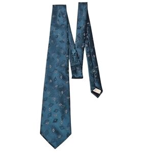 Thornhill Menswear Tie – Teal Geometric Diamond Pattern, Made in USA